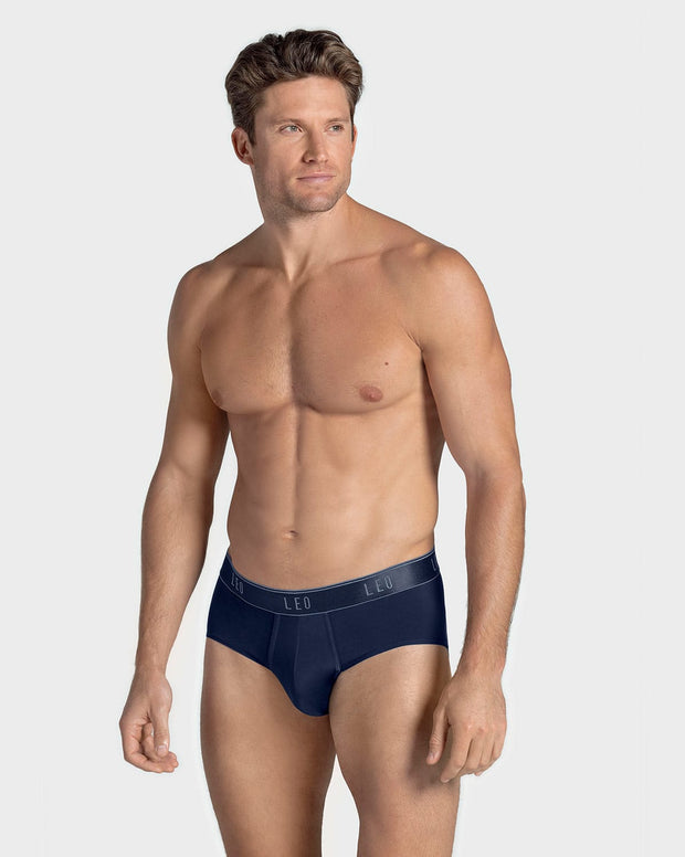 Microfiber brief with frontal ergonomic design