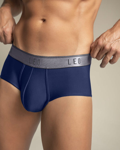 Paquete x3 bóxers brief tipo calzoncillo en microfibra con diseño frontal ergonómico#color_516-azul-elastico-gris