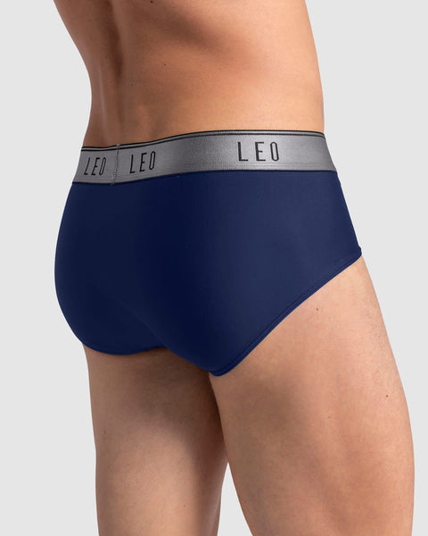 Bóxer brief tipo calzoncillo en microfibra con diseño frontal ergonómico#color_516-azul-oscuro-elastico-gris