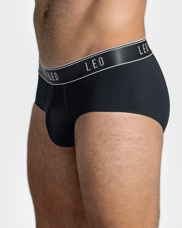 Microfiber brief with frontal ergonomic design