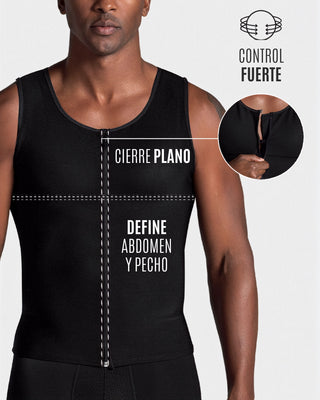Chaleco masculino de compresión fuerte en Powerslim®#color_700-negro