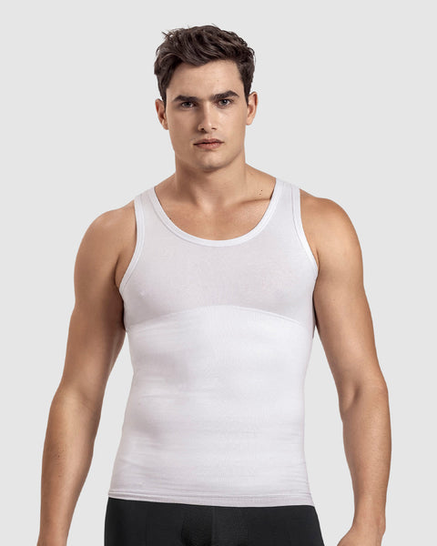 Paquete x5 camisetas de compresión moderada en abdomen y zona lumbar en algodón elástico#color_000-blanco