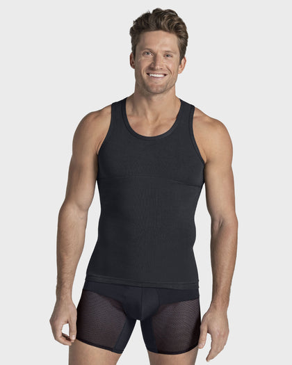 Camiseta de compresión moderada en abdomen y zona lumbar en algodón elástico