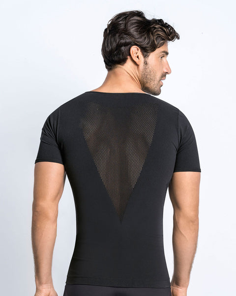 Camiseta de compresión suave en microfibra y tecnología SkinFuse® sin costuras#color_700-negro