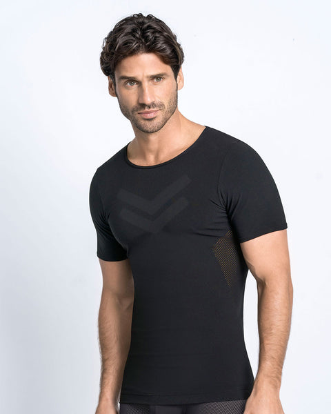 Camiseta de compresión suave en microfibra y tecnología SkinFuse® sin costuras#color_700-negro