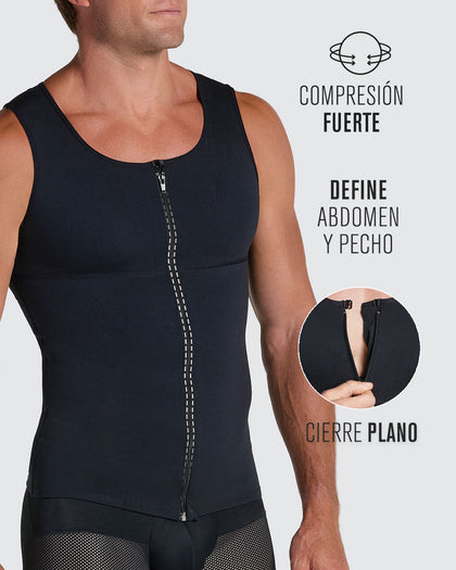Chaleco de compresión con doble capa de tela en abdomen y espalda#color_700-negro