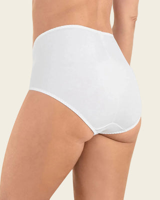 Panty clásico de compresión suave con toques de encaje en abdomen#color_000-blanco