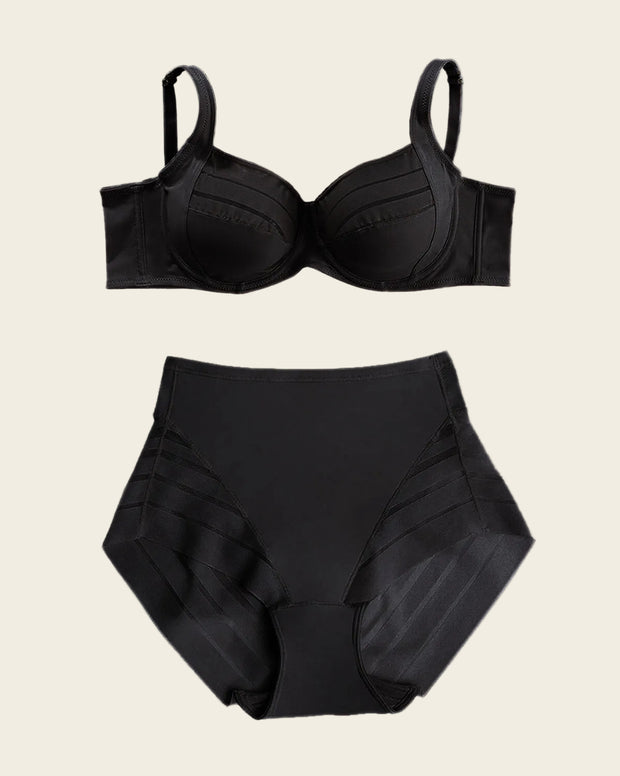 Natural Support Bra + Stripe Undetectable Panty en Negro