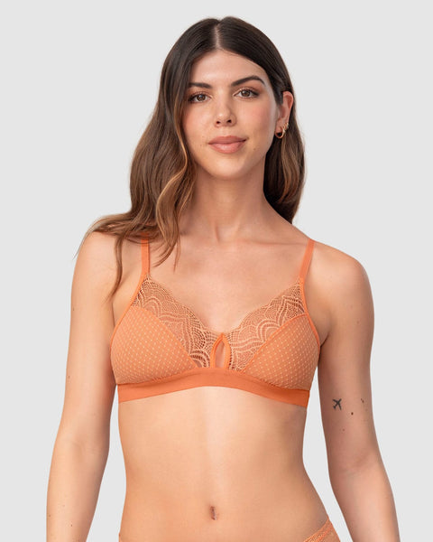 Bralette triangular en encaje con detalle de ojal en escote#color_263-naranja