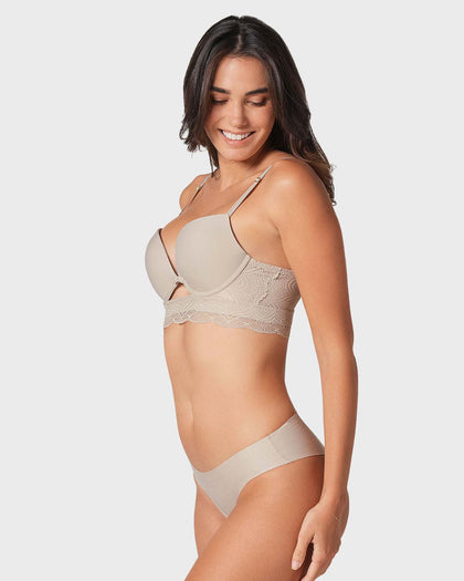 Brasier doble realce con escote profundo en espalda#color_802-cafe-claro