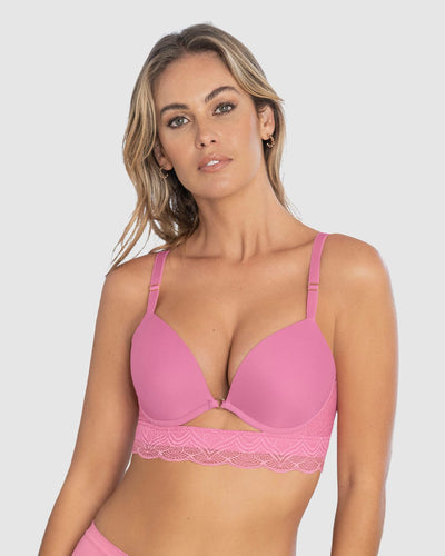 Brasier doble realce con escote profundo en espalda#color_386-rosado