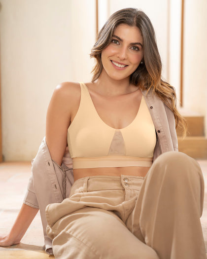 Brasier tipo top de copas extraíbles totalmente cómodo y liviano Flexi Brastop#color_219-naranja-claro