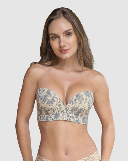 Brasier strapless Antigravedad Nueva Edición - Máximo soporte - No se cae#color_b97-estampado-flores-azul
