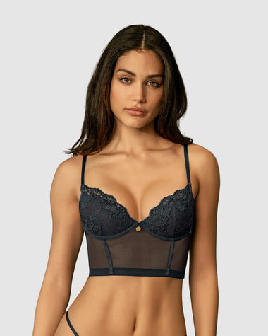 Bustier en SmartLace® con transparencias en la base y espalda#color_700-negro