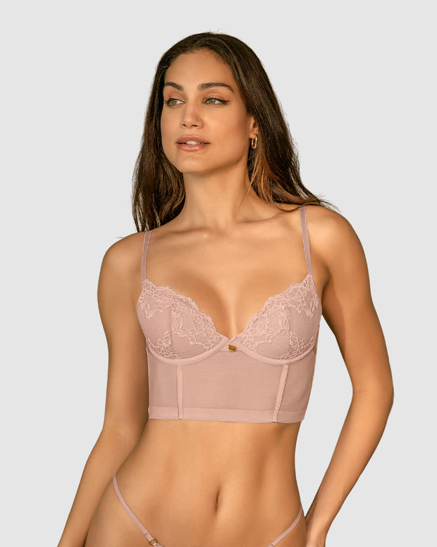 Solo-POS Bustier en encaje con transparencias en la base y espalda
