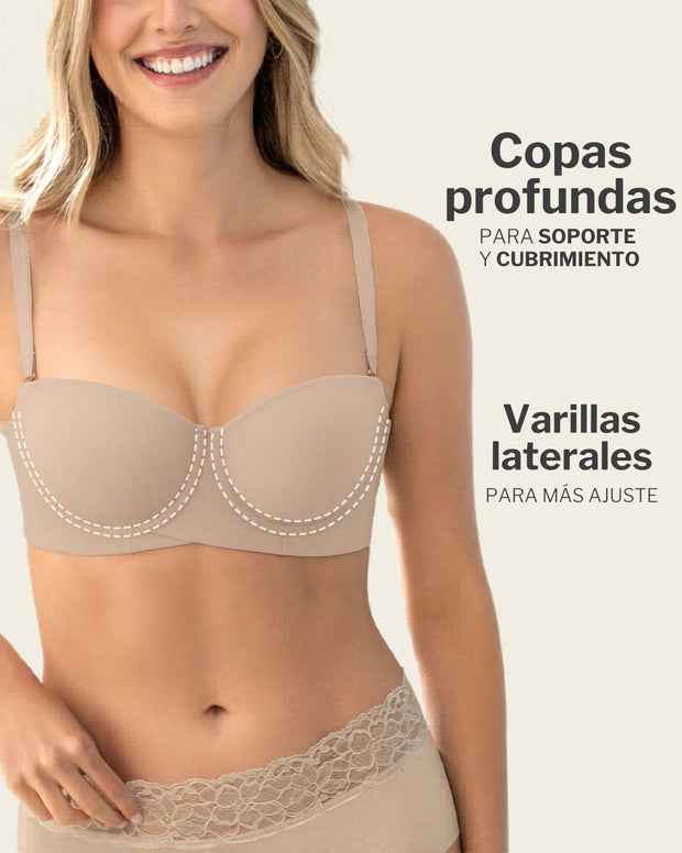 Brasier strapless ideal para busto mediano y grande