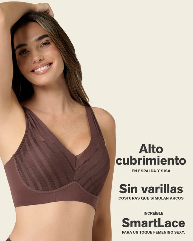 Brasier sin varilla, alto cubrimiento en escote y espalda