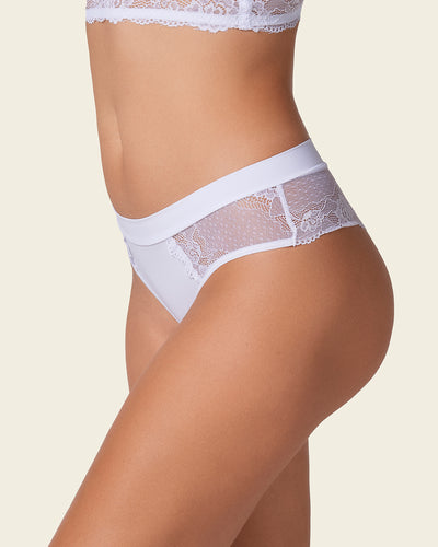 Panty cachetero en microfibra y detalles en encaje#color_000-blanco