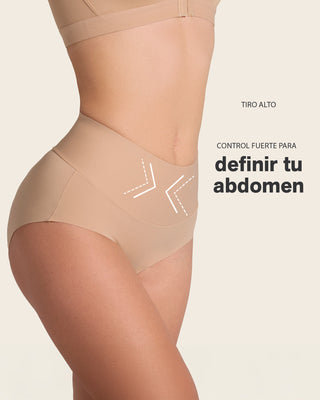 Panty hípster tiro alto de compresión fuerte de abdomen#color_281-rosa-palido