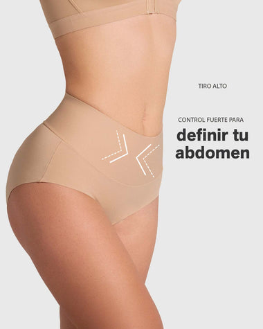 Panty clásico tiro alto de compresión fuerte de abdomen#color_801-cafe-medio