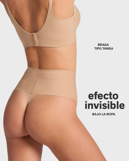 Faja pantalón brasilera con fajón ancho de compresión fuerte tiro alto#color_801-cafe-medio