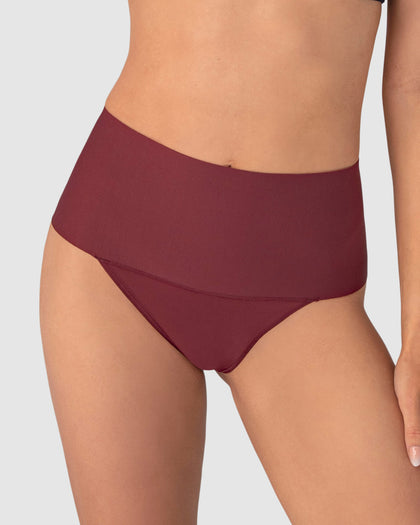 Panty faja brasilera con fajón ancho de compresión fuerte tiro alto#color_382-vino