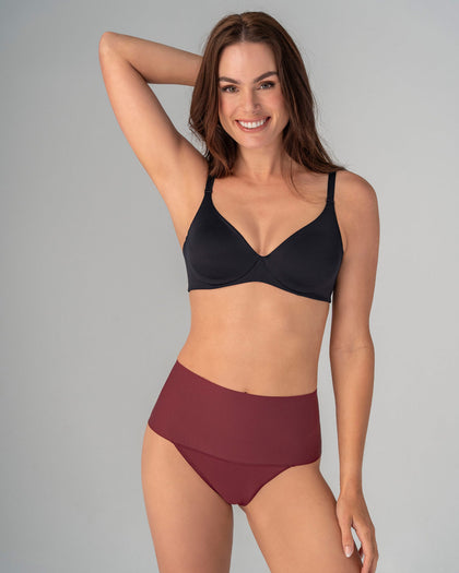 Panty faja brasilera con fajón ancho de compresión fuerte tiro alto#color_382-vino