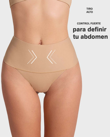 Panty faja brasilera con fajón ancho de compresión fuerte tiro alto#color_382-vino