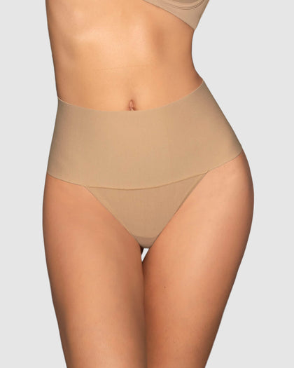 Faja pantalón brasilera con fajón ancho de compresión fuerte tiro alto#color_801-cafe-medio