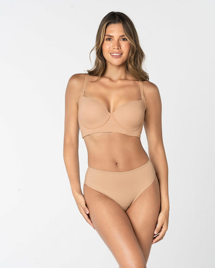 Panty clásico alto en pierna con compresión moderada en el abdomen#color_801-cafe-medio
