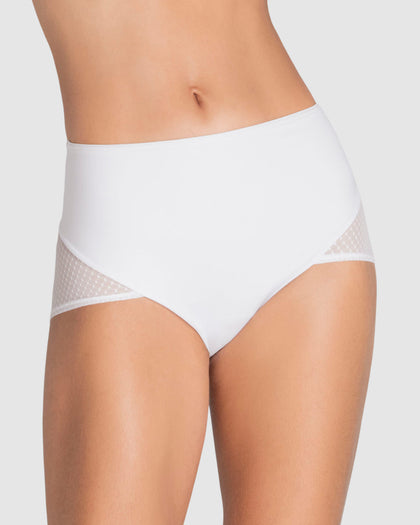 Panty hípster de compresión fuerte de abdomen y glúteos en tul#color_000-blanco
