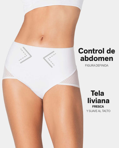Panty hípster de compresión fuerte de abdomen y glúteos en tul#color_000-blanco