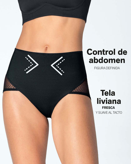 Panty hípster de compresión fuerte de abdomen y glúteos en tul#color_700-negro
