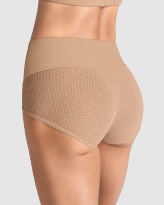 Panty hípster de compresión fuerte de abdomen y glúteos en tul#color_801-cafe-medio