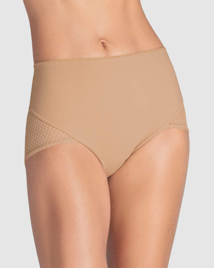 Panty hípster de compresión fuerte de abdomen y glúteos en tul#color_801-cafe-medio