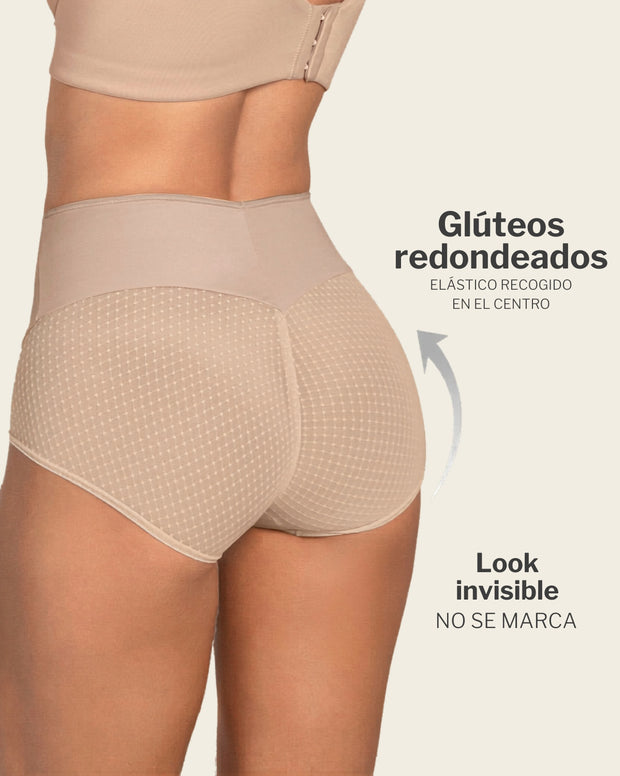 Panty hípster de compresión fuerte de abdomen y glúteos en tul