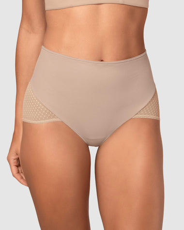 Panty hípster de compresión fuerte de abdomen y glúteos en tul#color_802-cafe-claro