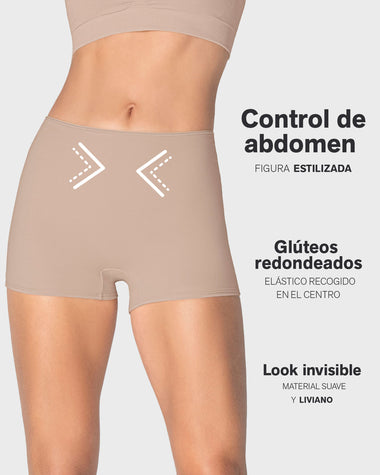 Bóxer corto de compresión fuerte de abdomen#color_802-cafe-claro