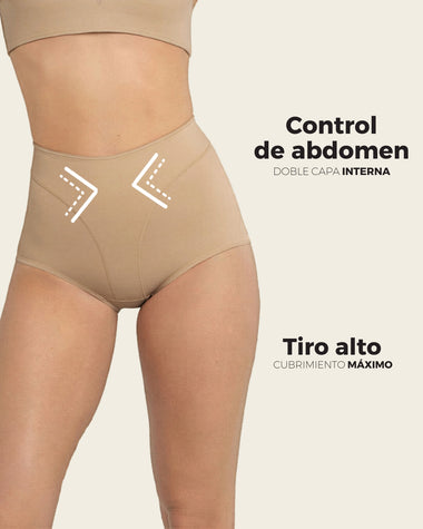 Panty clásico de compresión y tiro alto#color_801-cafe-medio