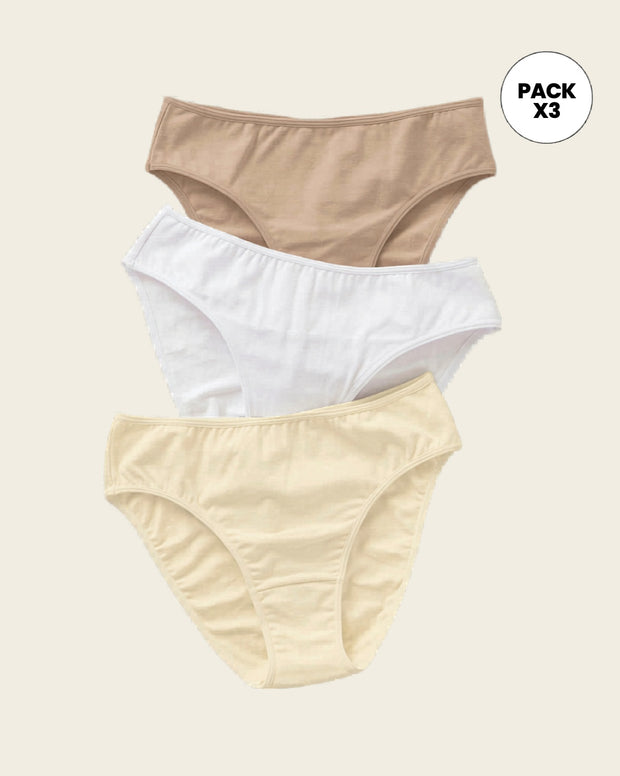 Paquete x3 panties tipo bikini con buen cubrimiento