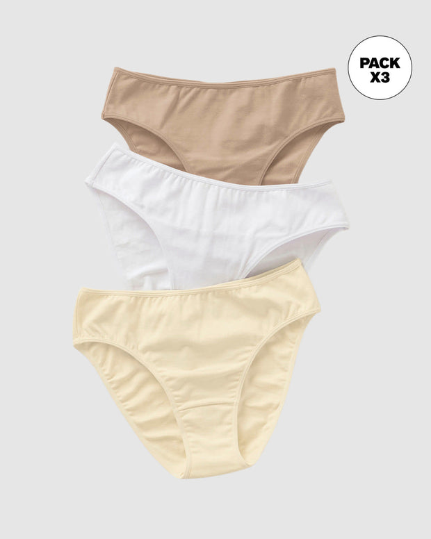Paquete x 3 panties tipo bikini con buen cubrimiento