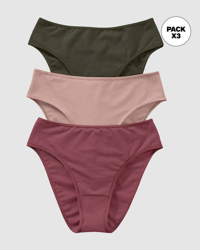 Paquete x3 panties tipo bikini con buen cubrimiento#color_s30-verde-vino-rosa