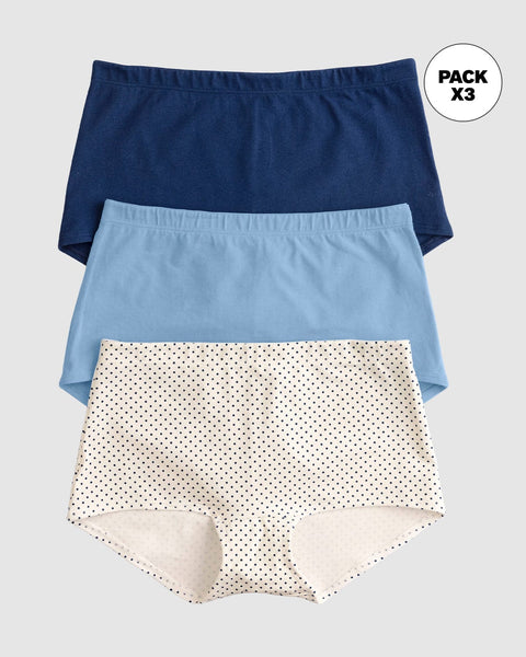 Paquete x3 bóxers cortos con algodón elástico#color_s30-azul-claro-puntos-azul-oscuro