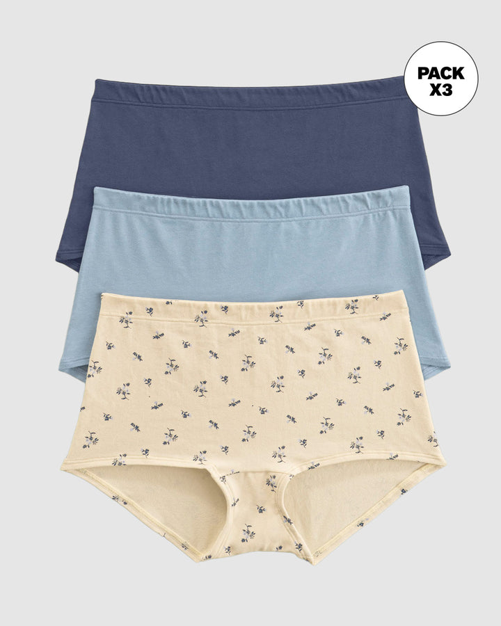 Paquete x 3 bóxers cortos con algodón elástico