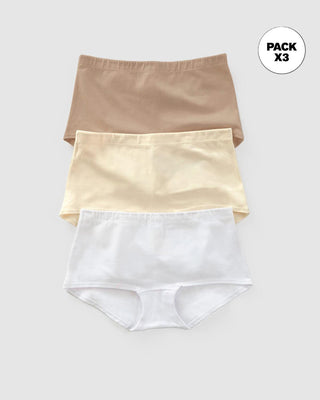 Paquete x3 bóxers cortos con algodón elástico#color_984-blanco-cafe-claro-marfil