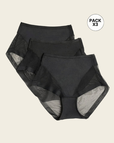 Paquete x 3 panties clásicos invisibles con tul#color_700-negro