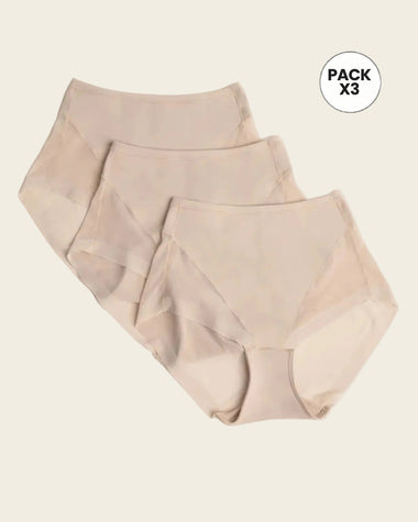 Paquete x 3 panties clásicos invisibles con tul#color_802-cafe-claro