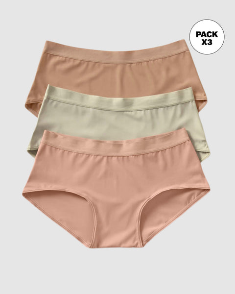Paquete x3 panties estilo hipster de buen cubrimiento#color_s02-habano-cafe-medio-rosa-pastel