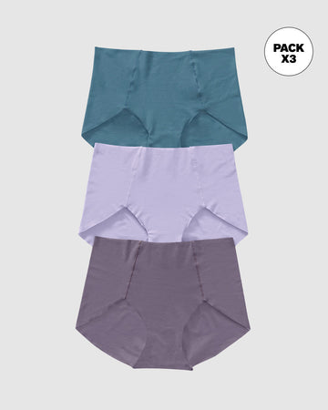 Paquete x 3 panties clásicos de apariencia invisible#color_s25-azul-morado-lila