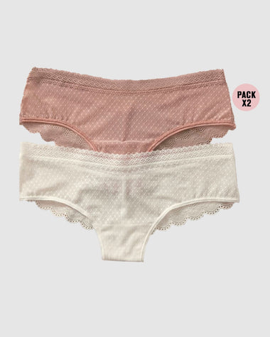 Paquete x2 panties cacheteros en encaje y tul#color_s44-rosa-perla